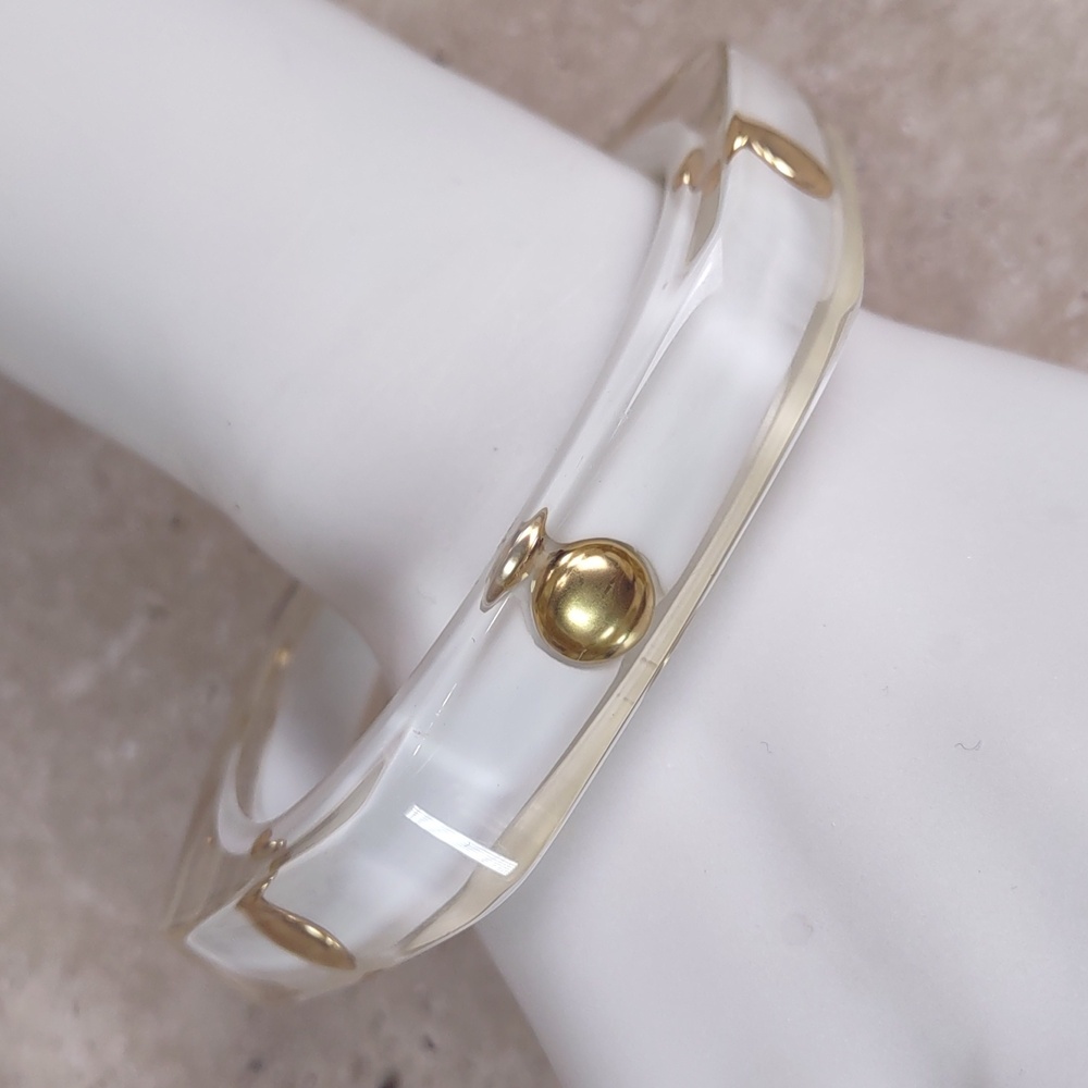 Geometric Shaped Nailhead Lucite Bangle Bracelet